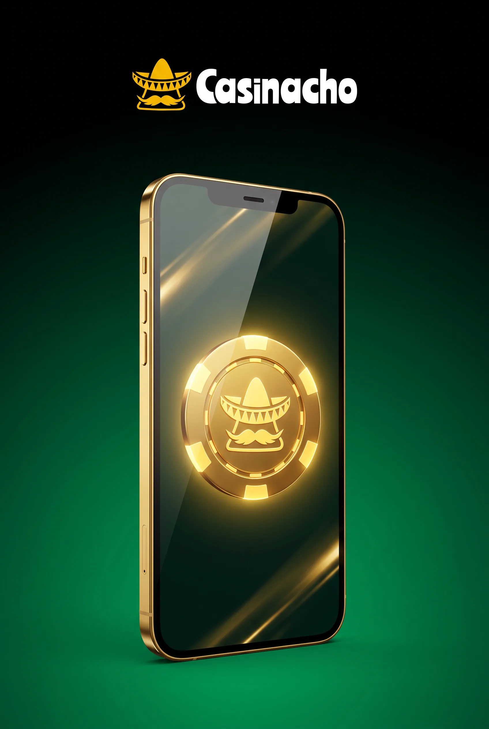 Telefono dorato con l’emblema di Casinacho Casino
