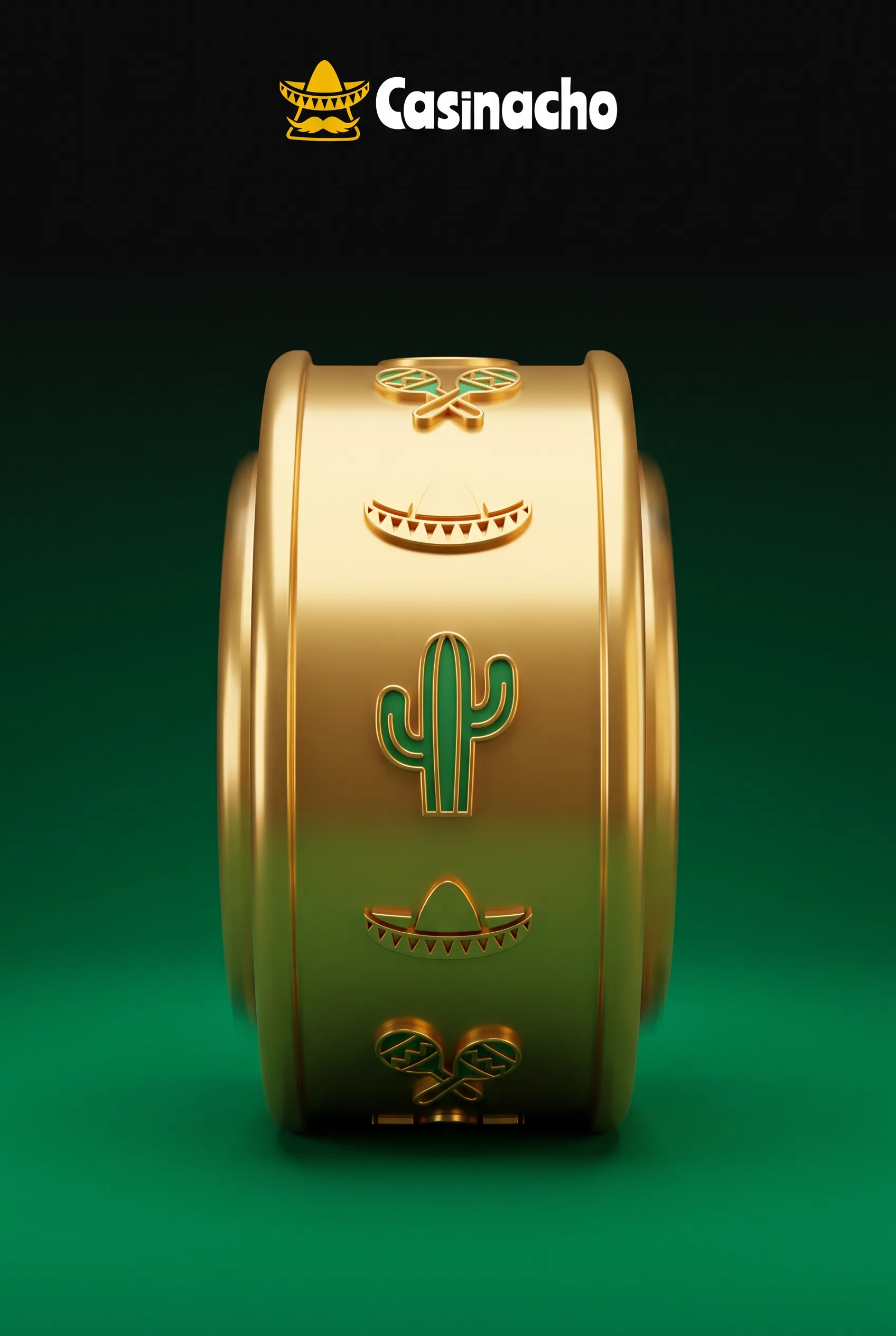 Rullo dorato delle slot Casinacho su fondo verde